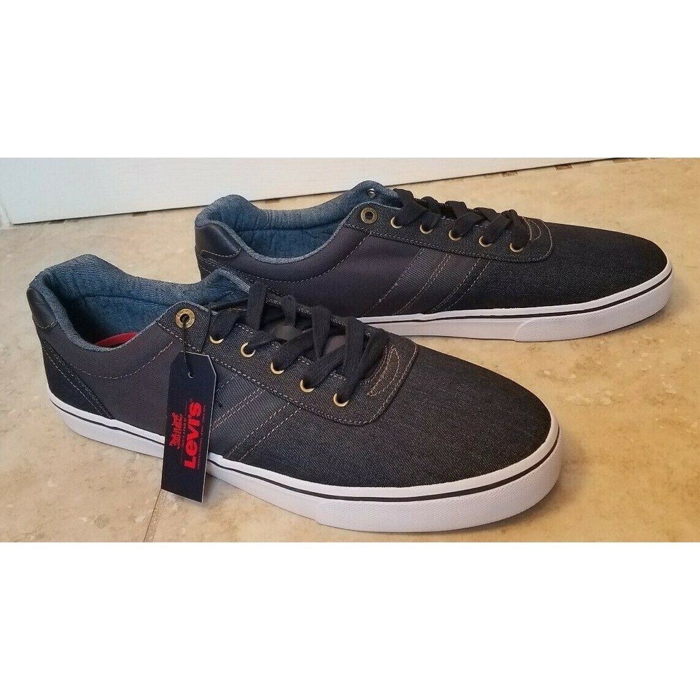 New Levis Men Dark‎ Denim Shoes Canvas Casual Sneakers Navy Blue sz 13
